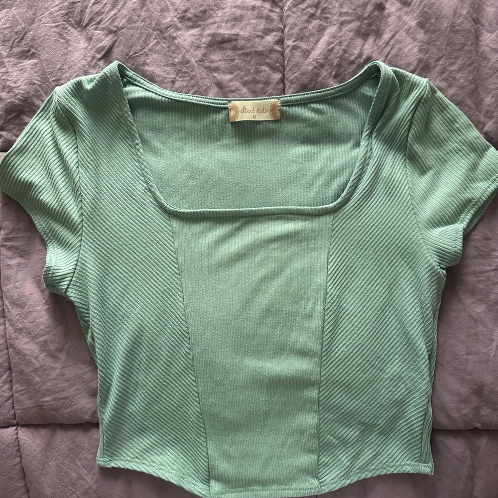 Alt’rd State Green Ribbed Crop Top